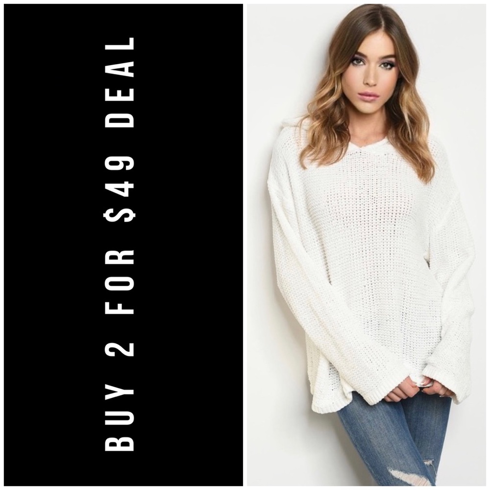 ❄️WHITE CHENILLE HOODIE SWEATER